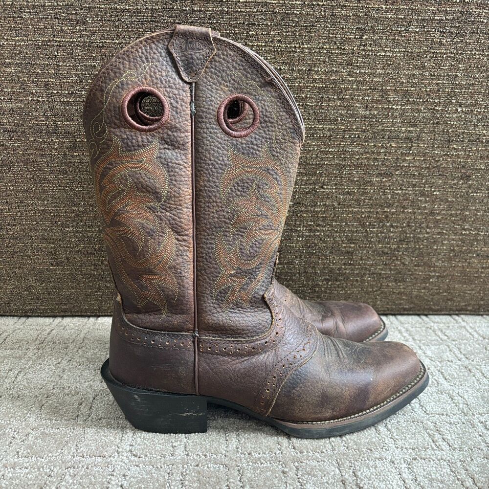 Justin 2523 Stampede Saddle Square Toe Boot Mens 10EE Leather Western Cowboy